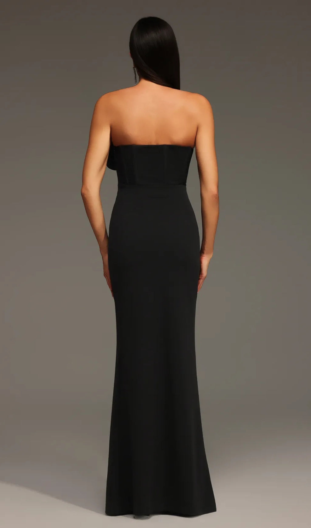 AIIZIE BLACK HELOISE FLOWERS SLIT STRAPLESS BANDAGE MAXI DRESS - product image