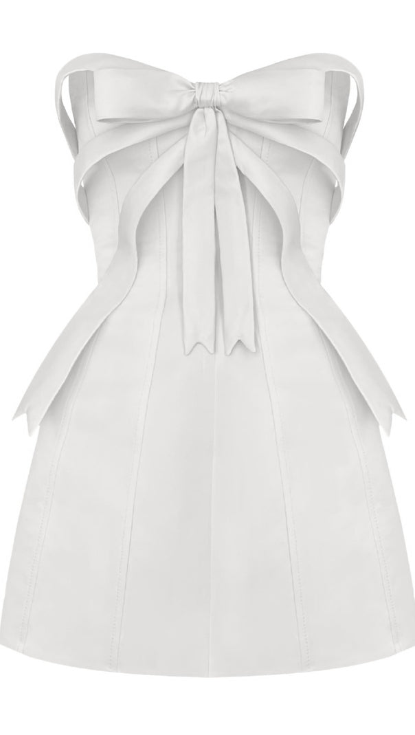 AIIZIE WHITE BOW EMBELLISHED STRAPLESS MINI DRESS - product image