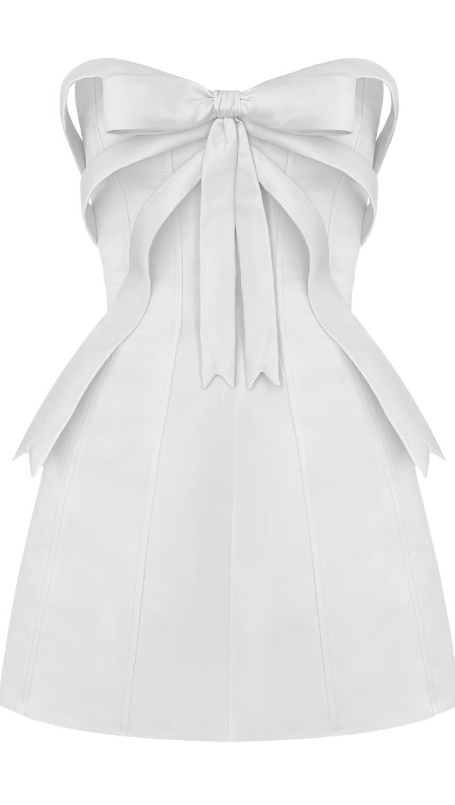 WHITE BOW EMBELLISHED STRAPLESS MINI DRESS
