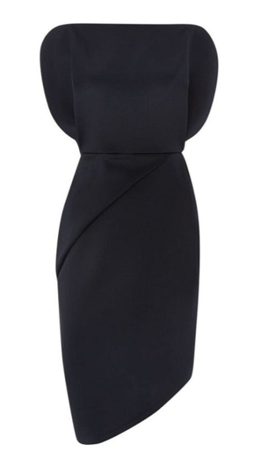 Ärmelloses, schmales Minikleid mit unregelmäßigem Schnitt in Schwarz