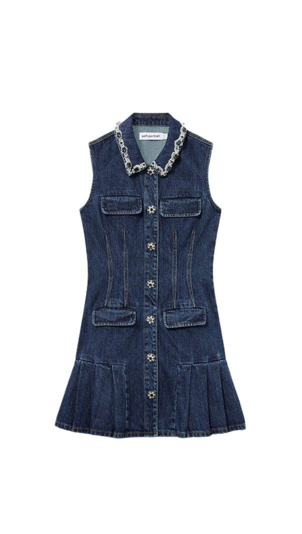 AIIZIE BLUE DENIM SLEEVELESS MINI DRESS - product image