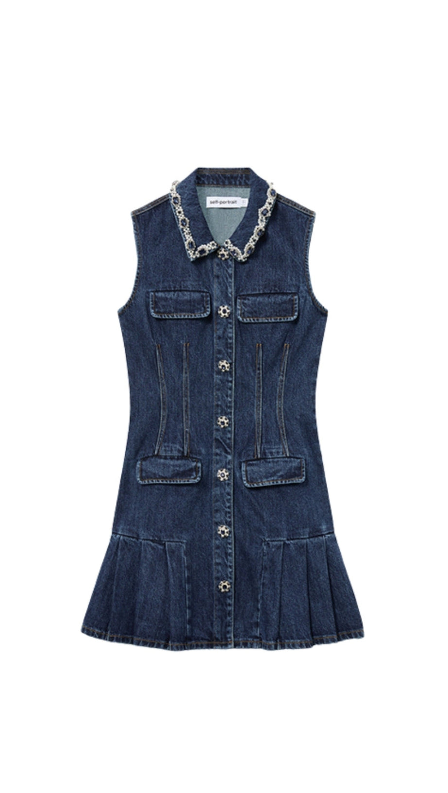 BLUE DENIM SLEEVELESS MINI DRESS