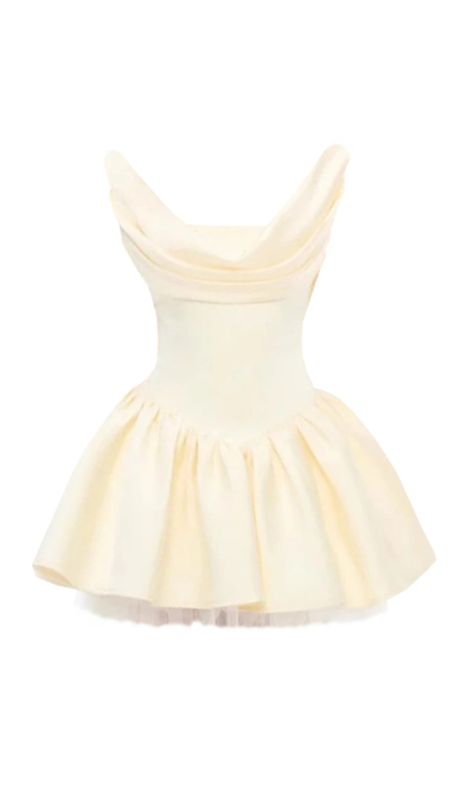 BERNICE BACKLESS PLEATED PUFFY MINI DRESS - CHAMPAGNE