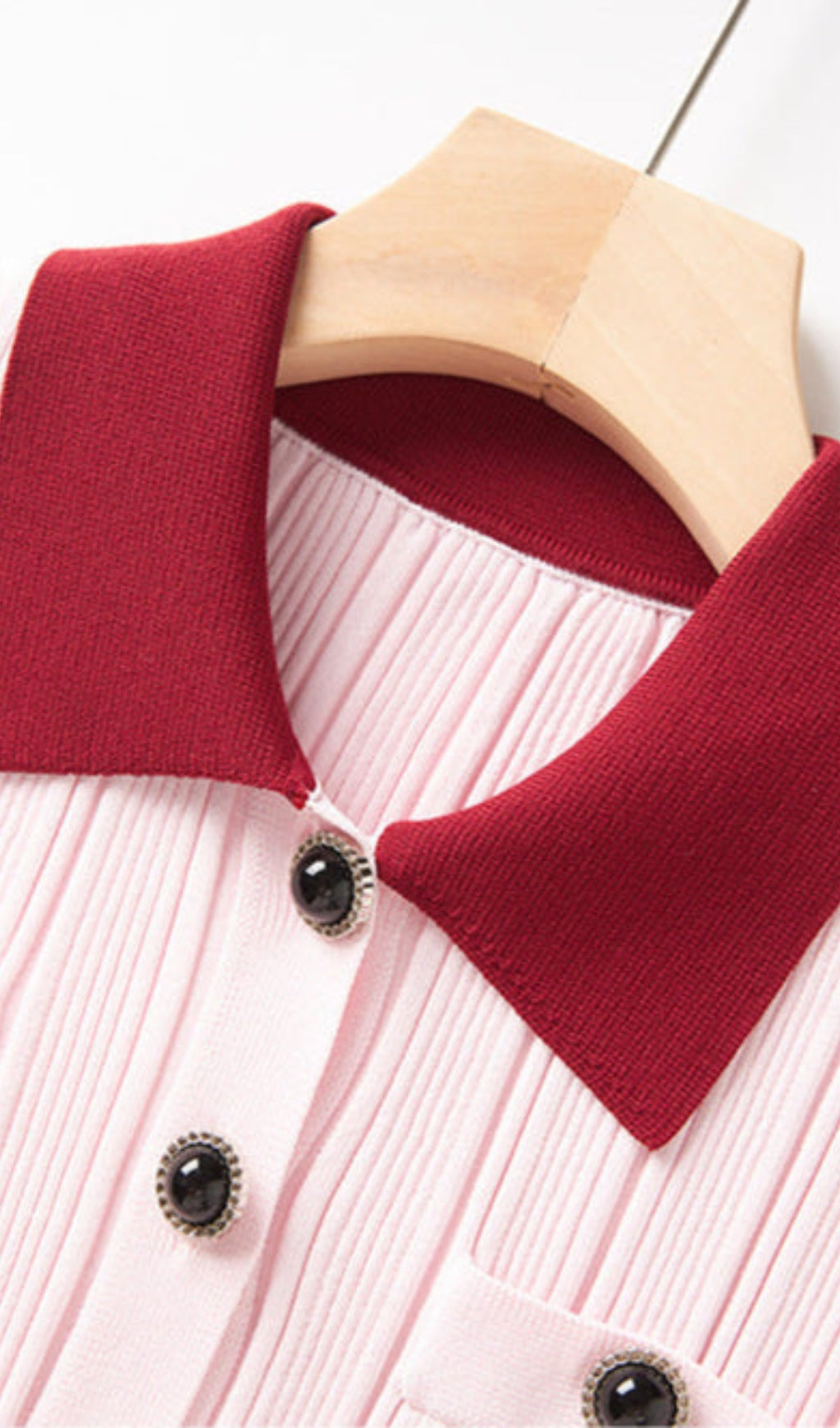 AIIZIE CHRISTINE PINK CONTRAST COLLAR KNIT MINI DRESS - product image