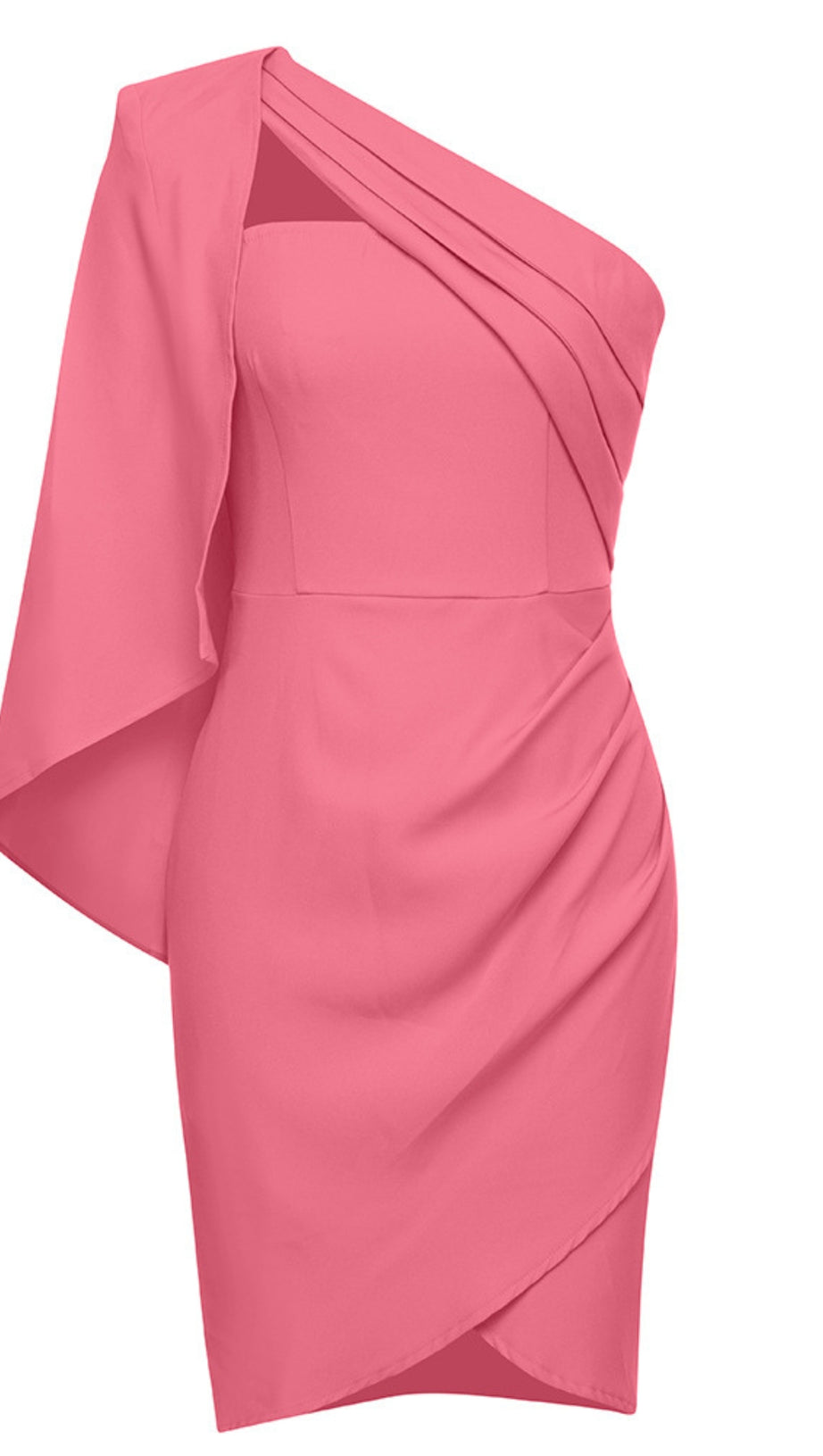 ONE - SHOULDER ASYMMETRIC RUFFLED MINI DRESS IN PINK