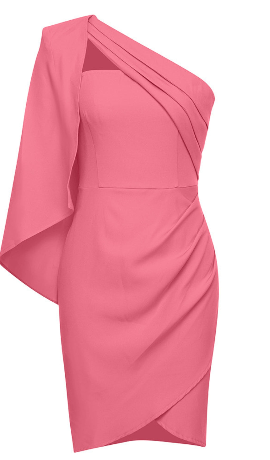 ONE - SHOULDER ASYMMETRIC RUFFLED MINI DRESS IN PINK
