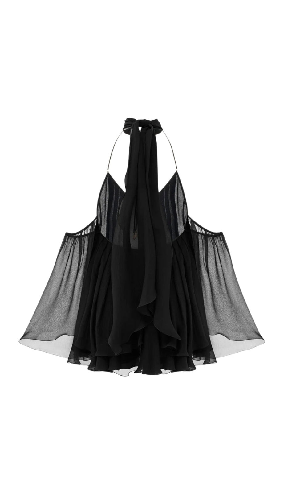 ERICA HALTER NECK LACE-UP BACKLESS MINI DRESS - BLACK