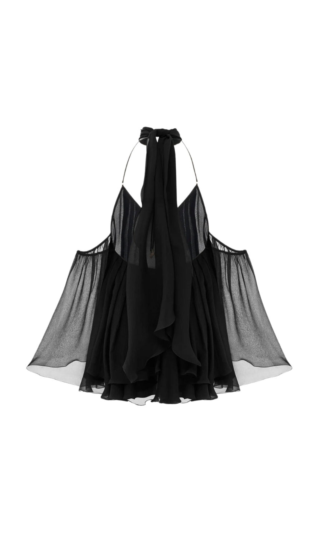 AIIZIE ERICA HALTER NECK LACE-UP BACKLESS MINI DRESS - BLACK - product image