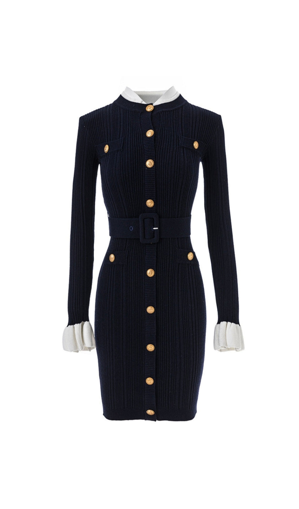 AIIZIE CLEMENTINE NAVY VISCOSE KNIT MINI DRESS - product image