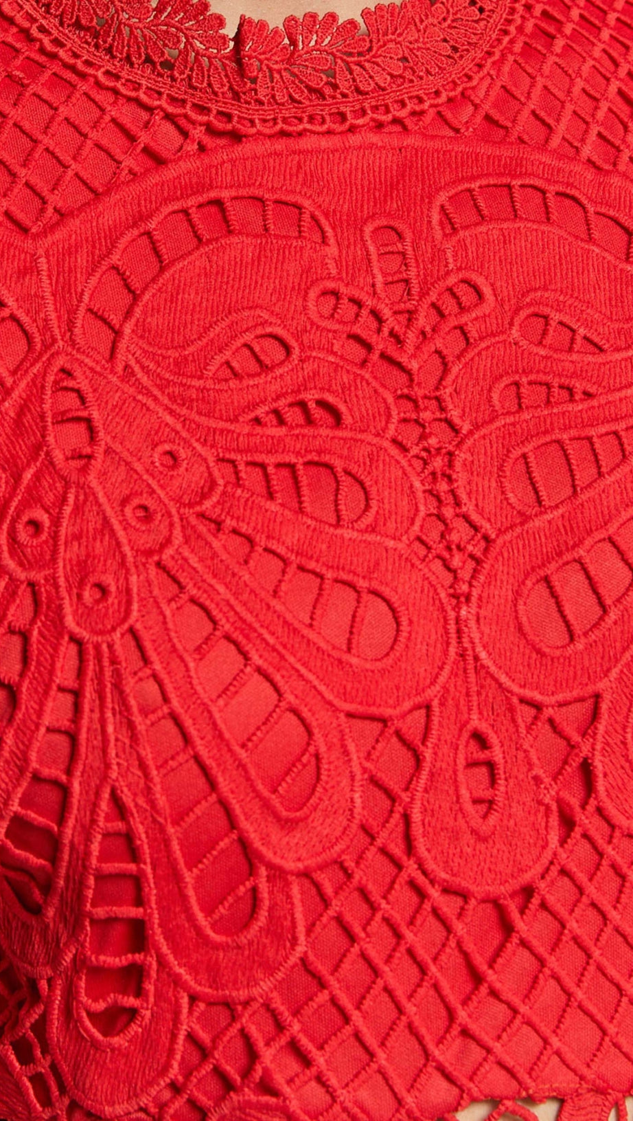 LONG PUFF SLEEVE LACE MINI DRESS IN RED