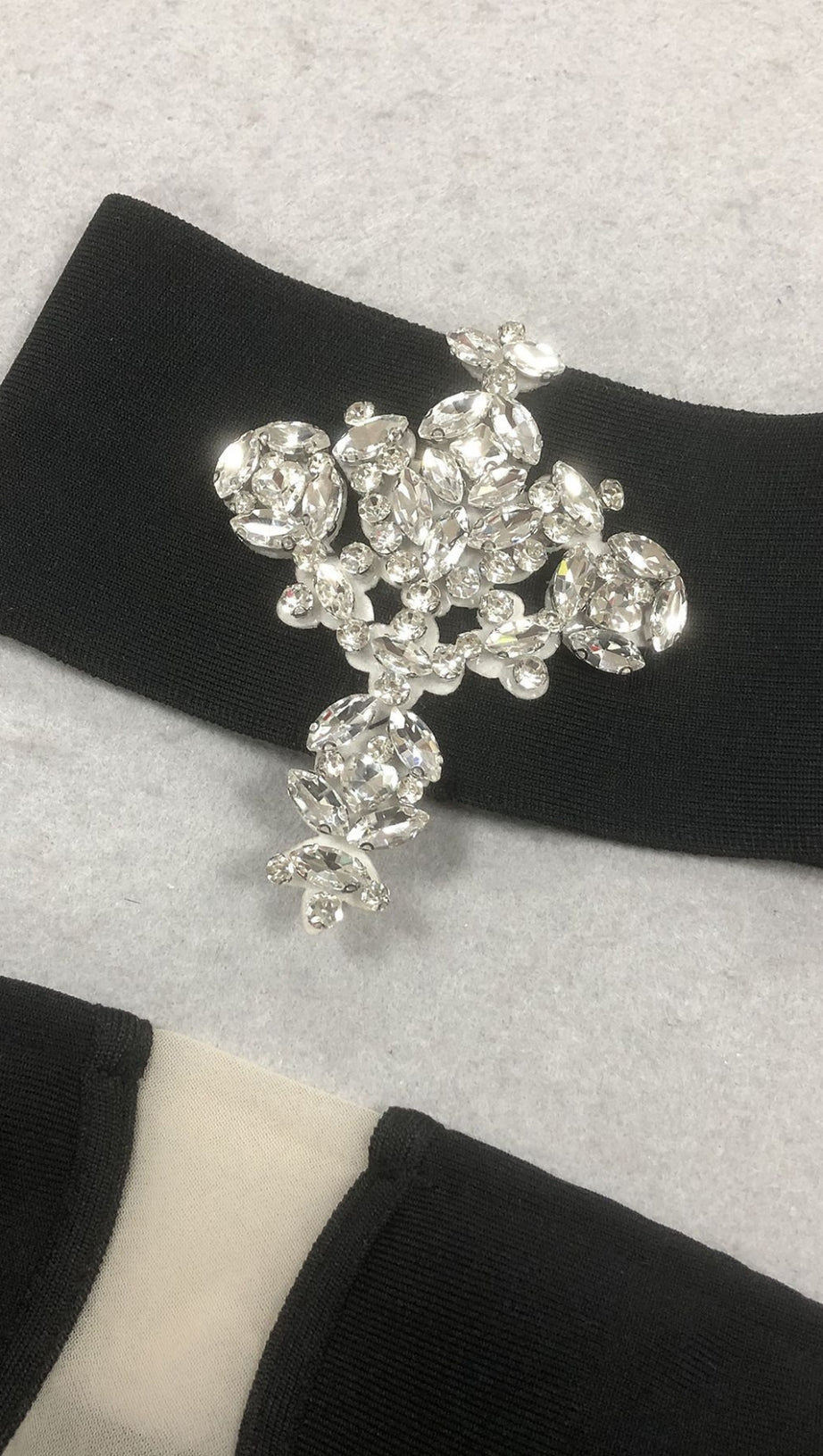 STRAPLESS RHINESTONE - ACCENT CUTOUT MERMAID GOWN IN BLACK