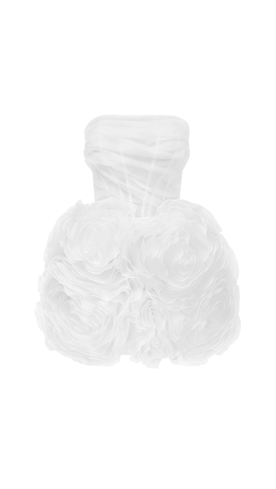 GEORGIA APPLIQUÉD ORGANZA WHITE MINI DRESS