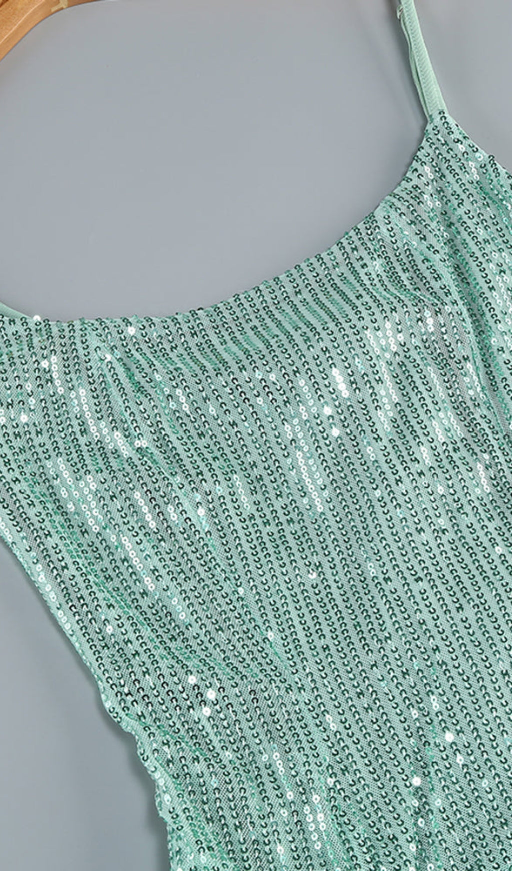 SLIP SEQUIN DRAPED SLIT MAXI DRESS