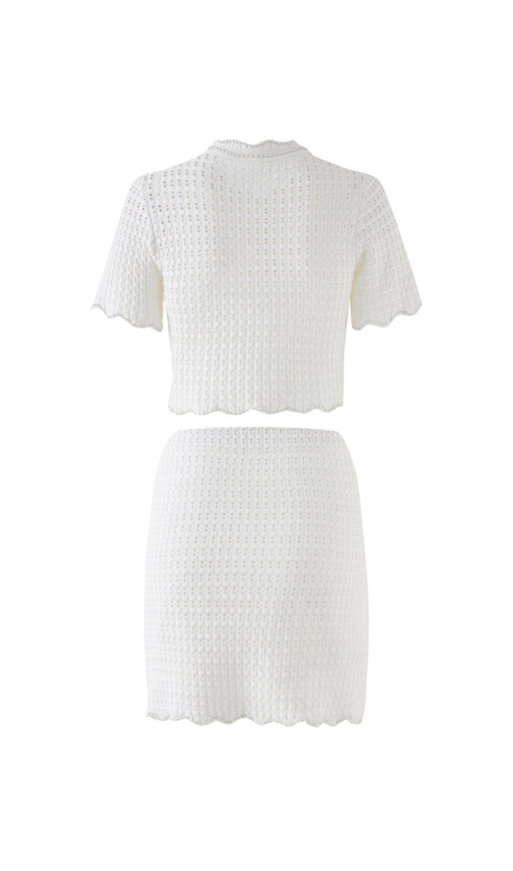 AIIZIE ANGELA RUFFLE TRIM PEARL BEADED KNIT SWEATER - product image