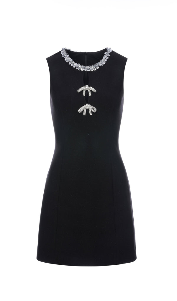 cecilia Hollow Bow mini Dress in black
