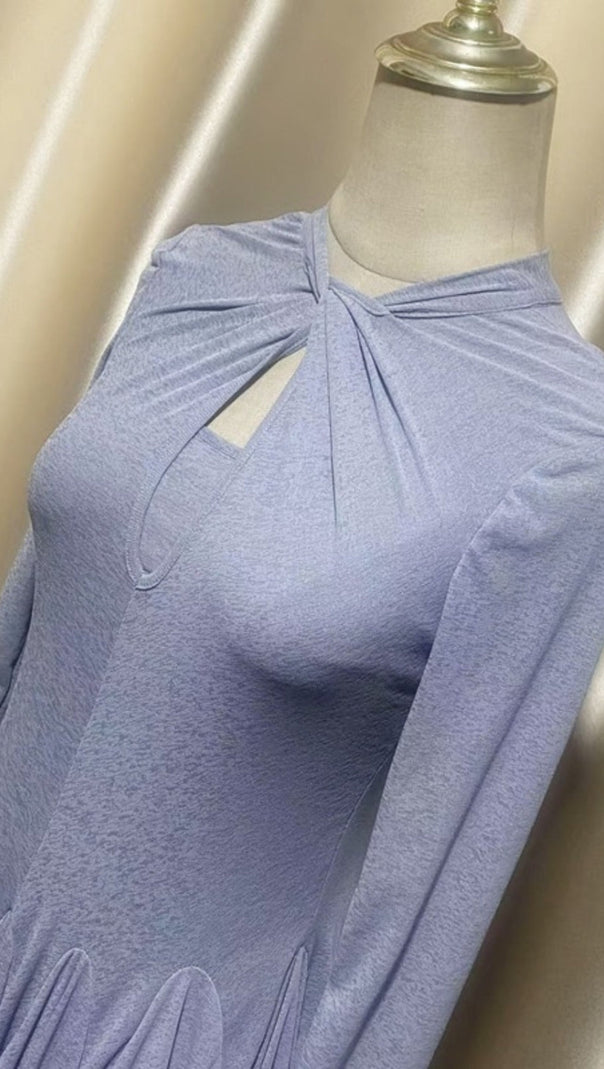 AIIZIE LONG SLEEVE MINI DRESS IN GREY - product image