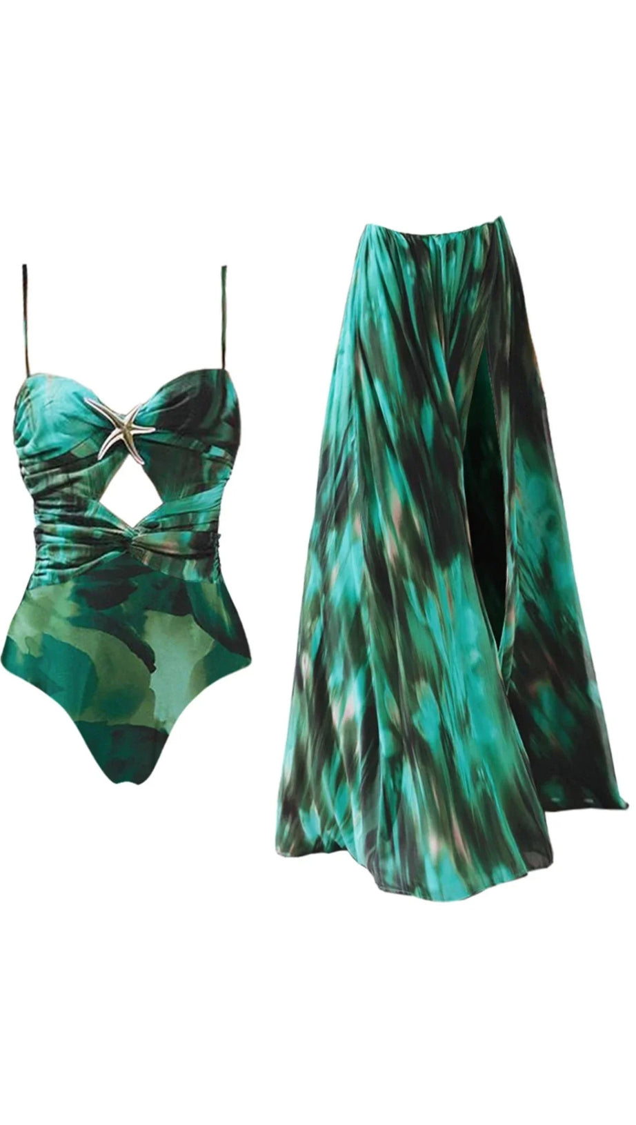 INK PATTERN PRINT SWIMSUIT FOR WOMEN