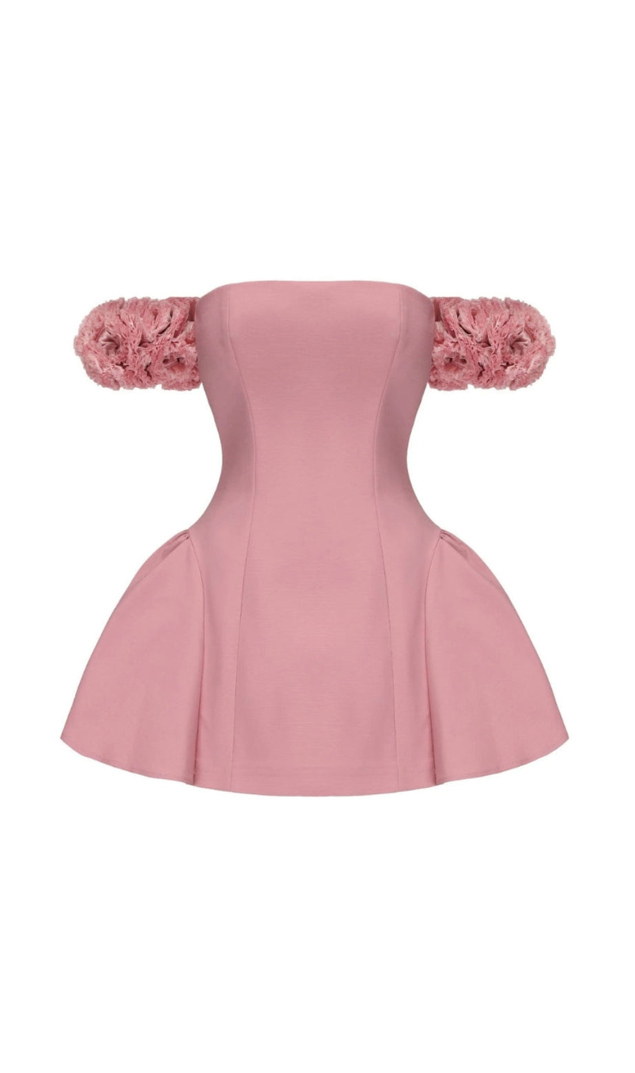 sherry Flower strapless puffy mini dress in pink