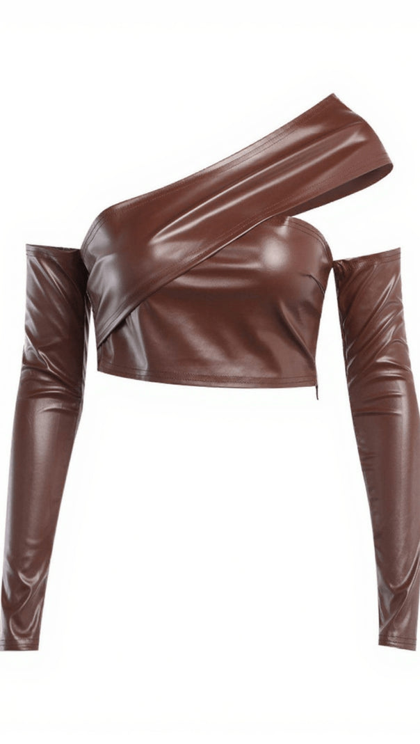 AIIZIE FENNA ONE SHOULDER LEATHER SKIRT SET - product image