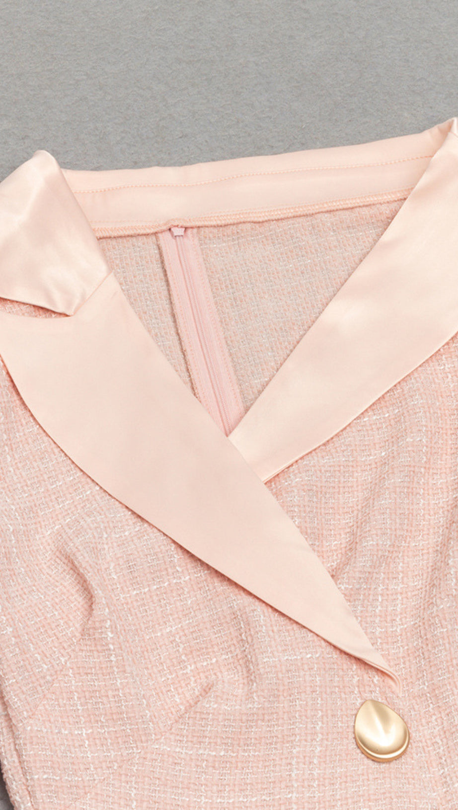 ASYMMETRIC COLLAR BUTTON - FRONT SLIT MIDI DRESS IN PINK