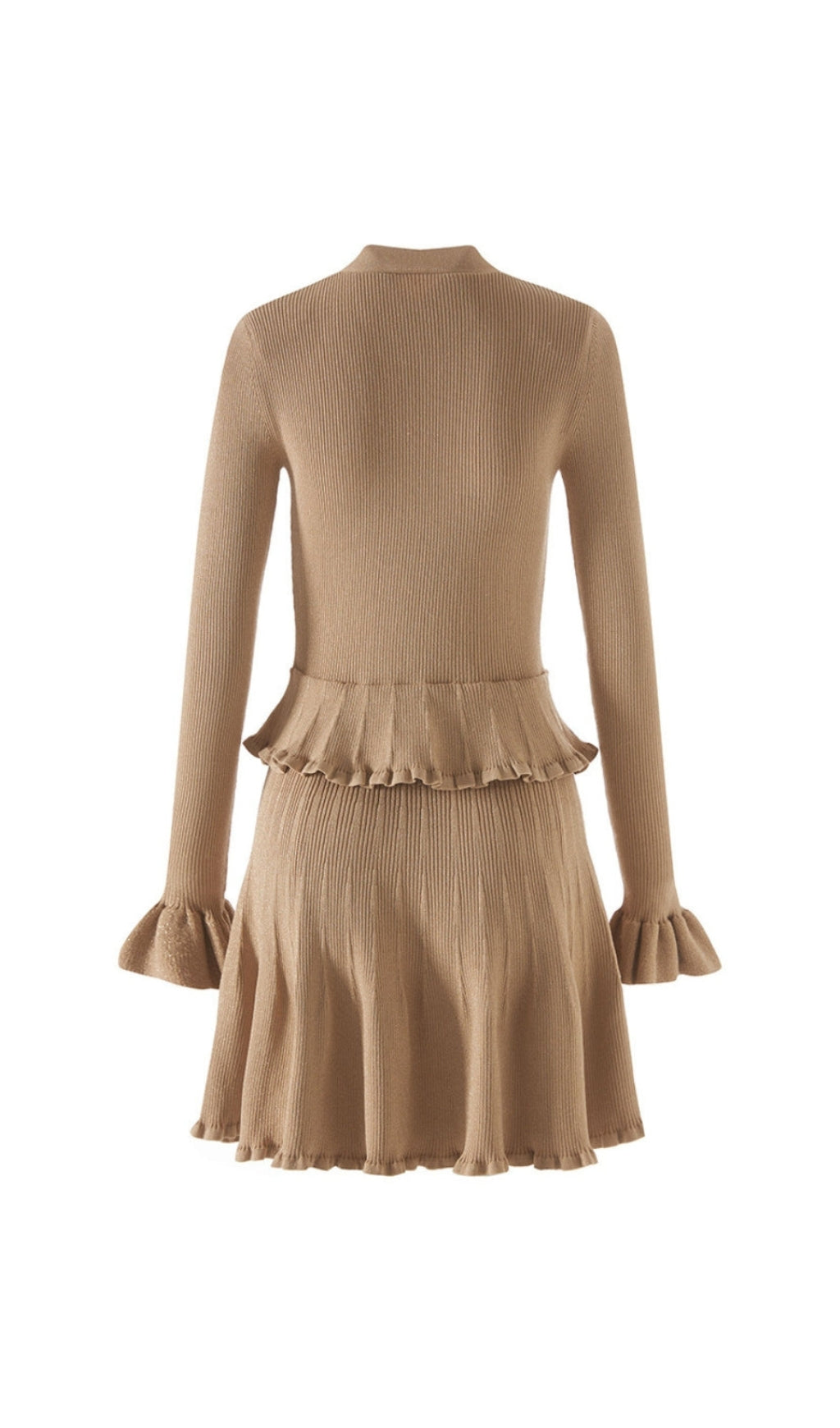 AIIZIE ALISA GOLD LUREX PEPLUM KNIT MINI DRESS - product image