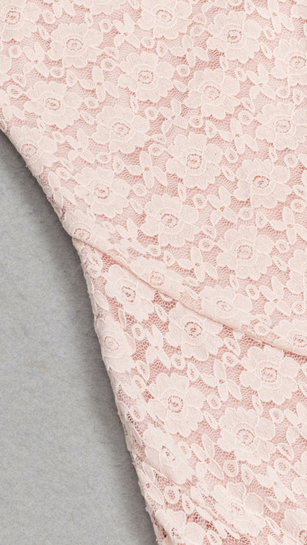 AIIZIE STRAPLESS LACE RUFFLED MIDI DRESS IN LIGHT PINK - product image