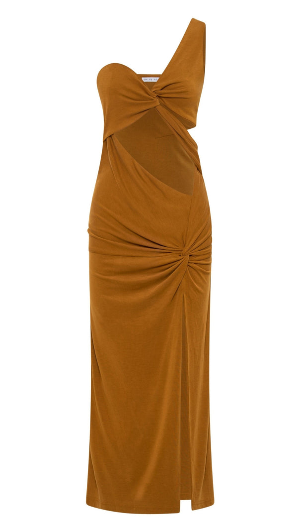 AIIZIE TURN AROUND TWIST OUT MIDI | CAMEL - product image
