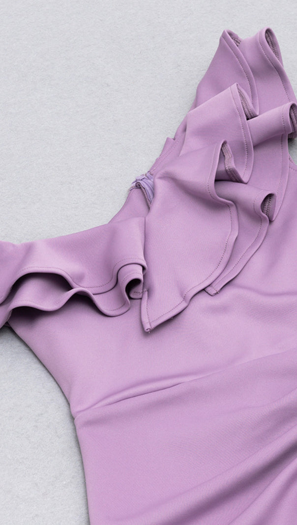 AIIZIE ONE - SHOULDER RUFFLED SLIT MIDI DRESS IN LILAC - product image