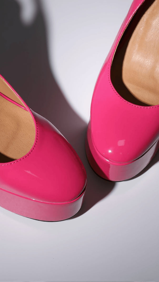 AIIZIE KALEA LEATHER PLATFORM HEELS IN HOT PINK - product image