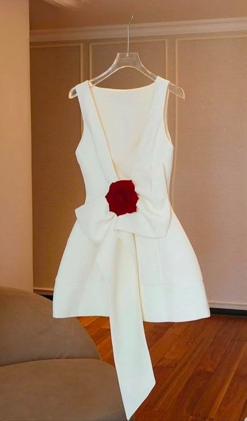 JOANNA BACKLESS FLOWER BOW EMBELLISHED MINI DRESS IN WHITE