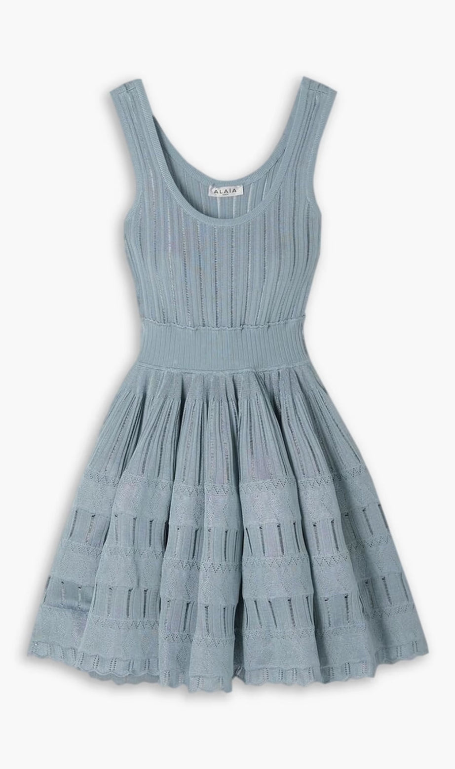 mini abito in maglia traforata a coste blu