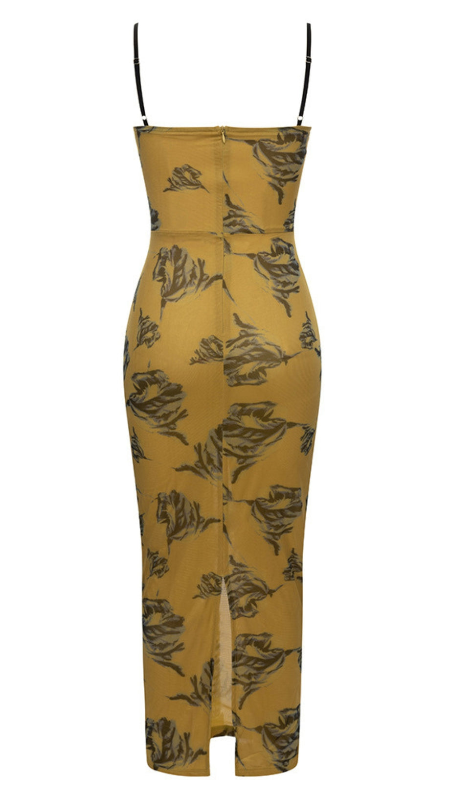 FLORAL PRINT CORSET - STYLE MIDI DRESS IN BROWN