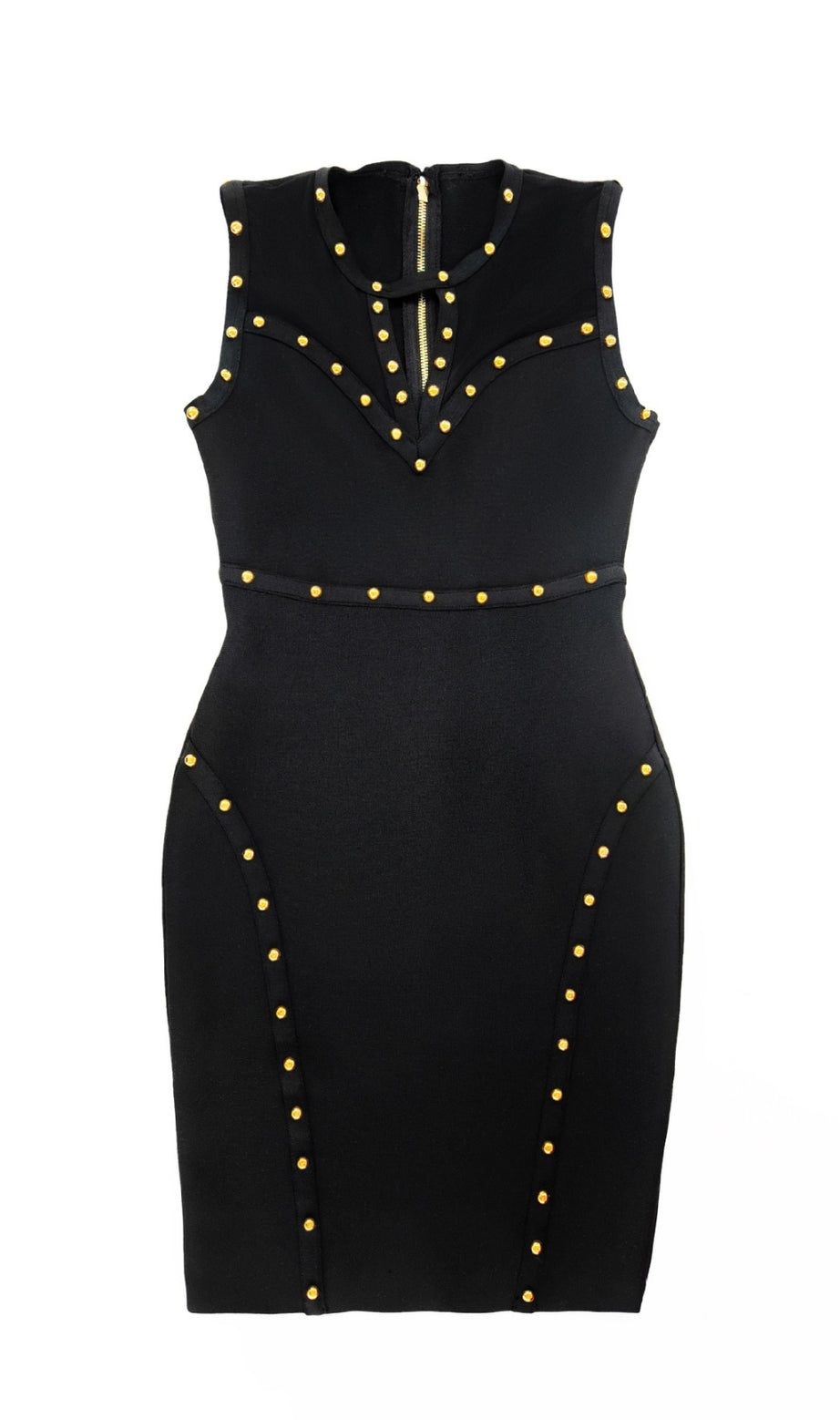 Studded Sleeveless Bodycon Mini Dress in Black