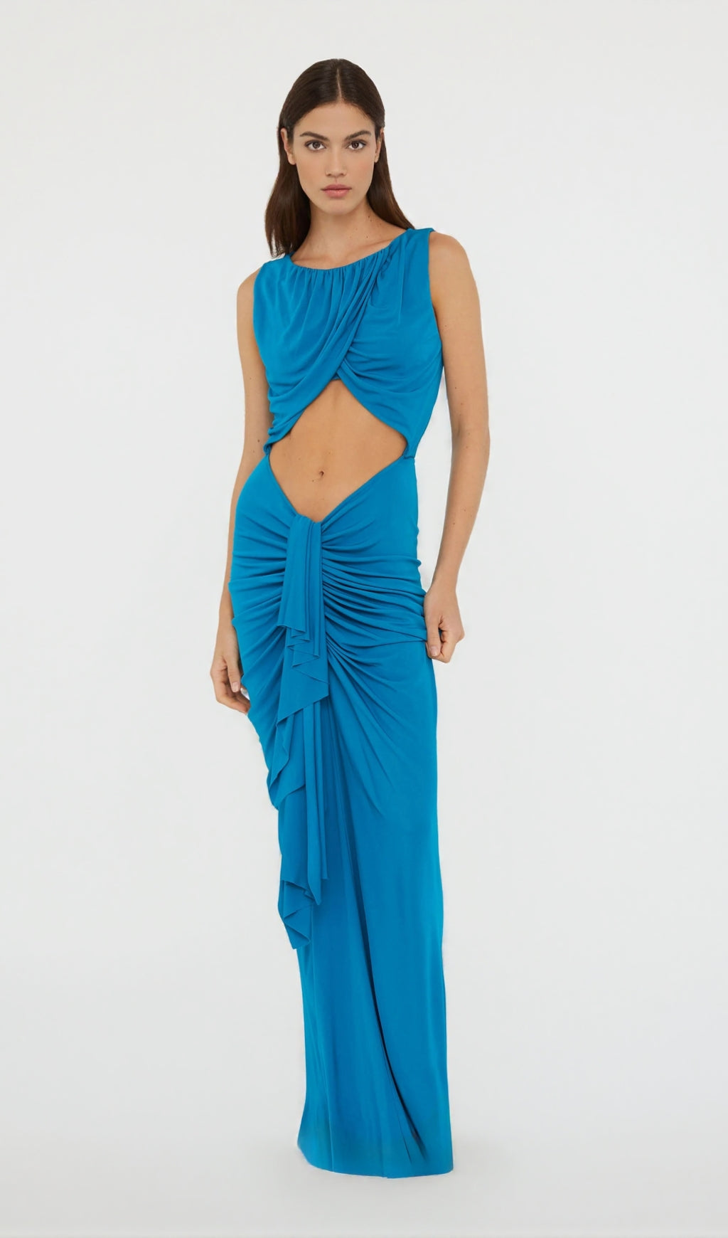 AIIZIE LILY DRAPE DISCONNECT TANK MAXI DRESS IN BLUE - product image