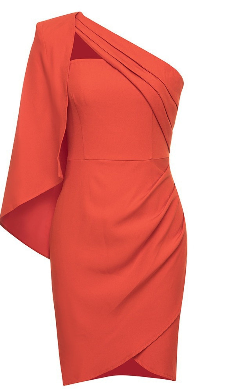 One - Shoulder Asymmetric Ruffled Mini Dress in Red