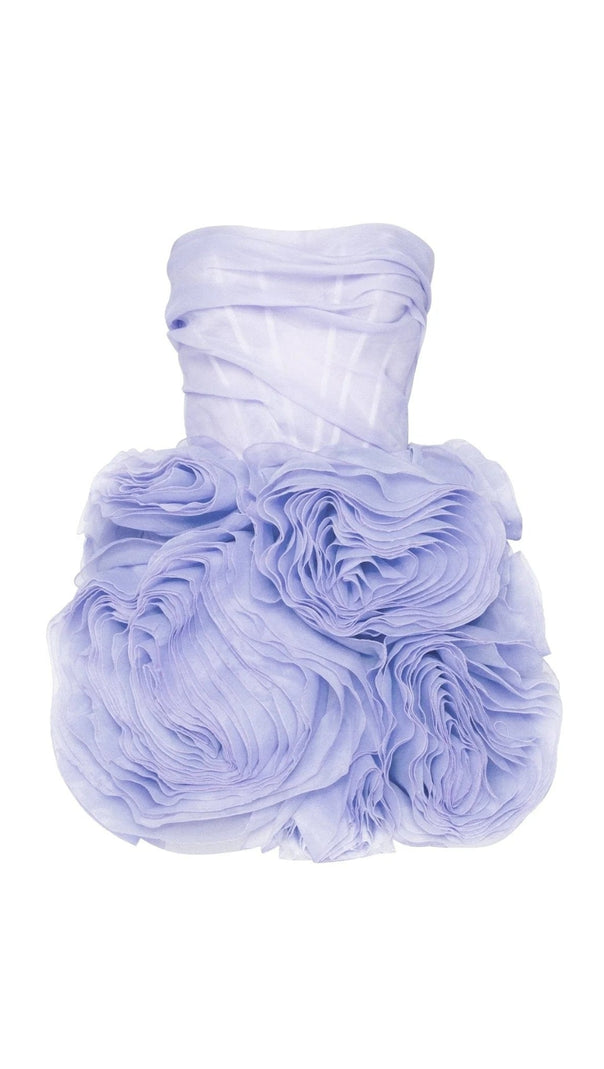 AIIZIE GEORGIA APPLIQUÉD ORGANZA LAVENDER MINI DRESS - product image