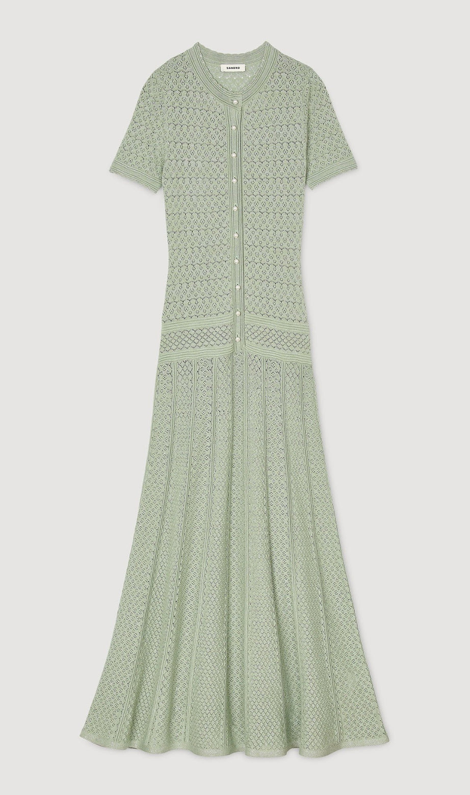 yvonne hollow knit maxi dress in almond Green