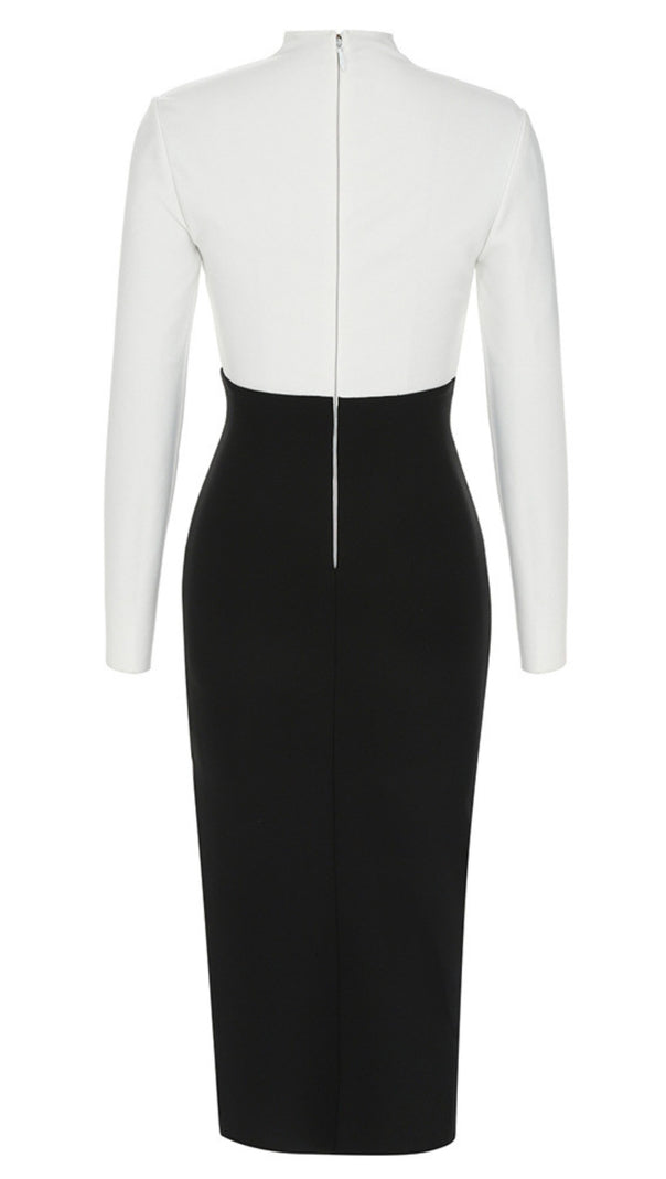 AIIZIE ASYMMETRIC WRAP MIDI DRESS IN BLACK AND WHITE - product image