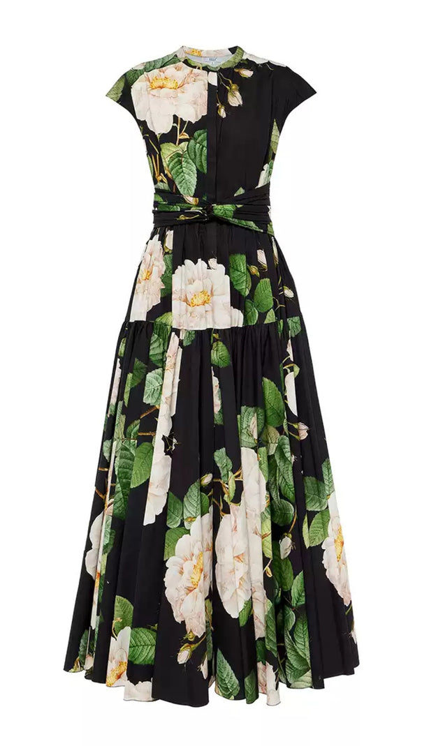 AIIZIE BLACK WATERCOLOR FLORAL CHIFFON SLEEVELESS MAXI DRESS - product image