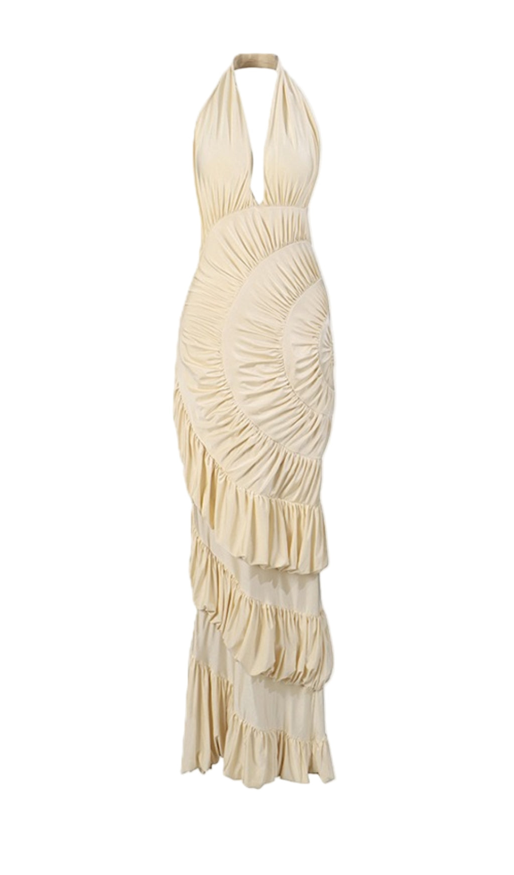 DEJANA HALTER SHIRRED MAXI DRESS