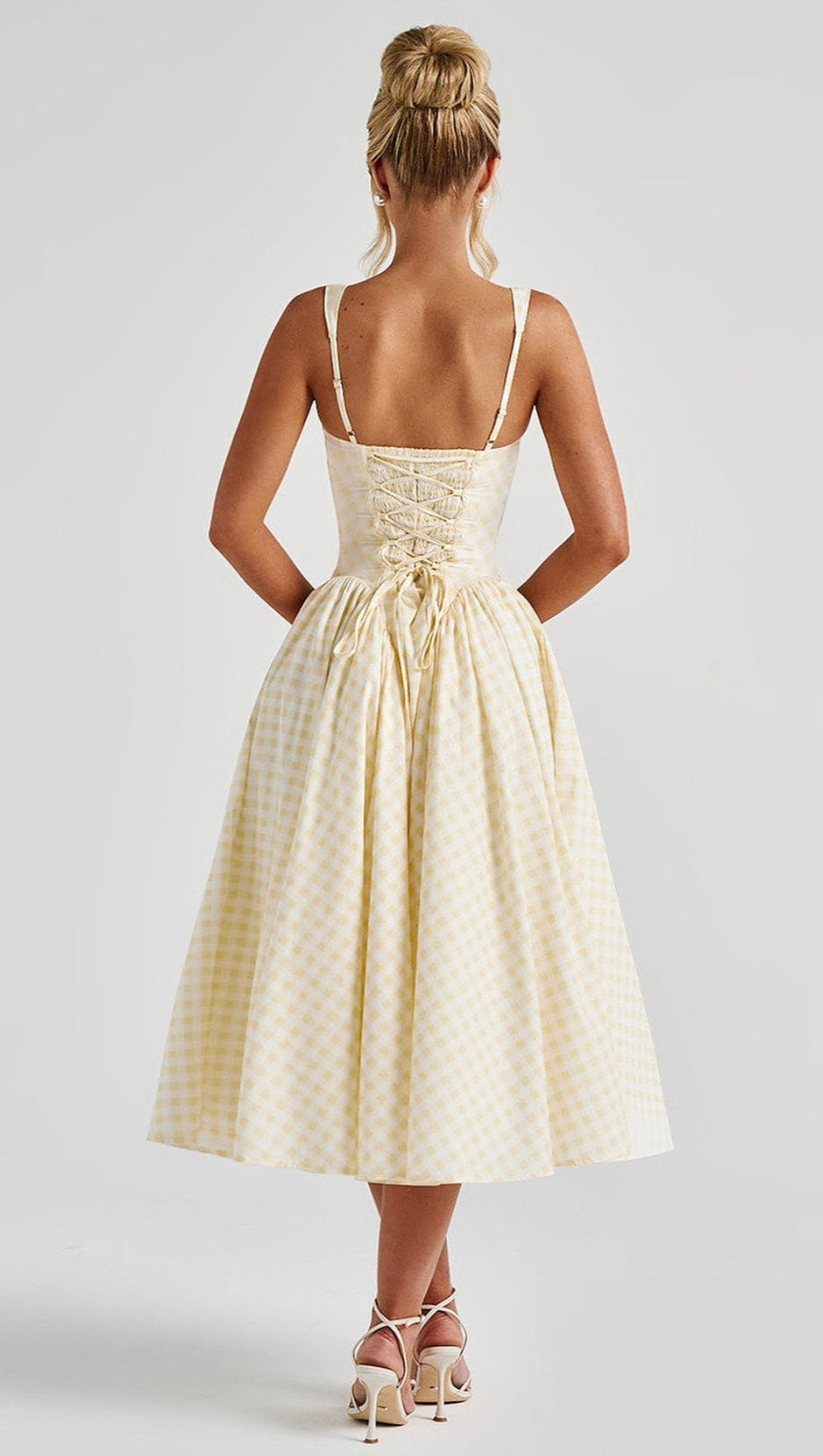 SHERRIE MIDI DRESS - LEMON GINGHAM