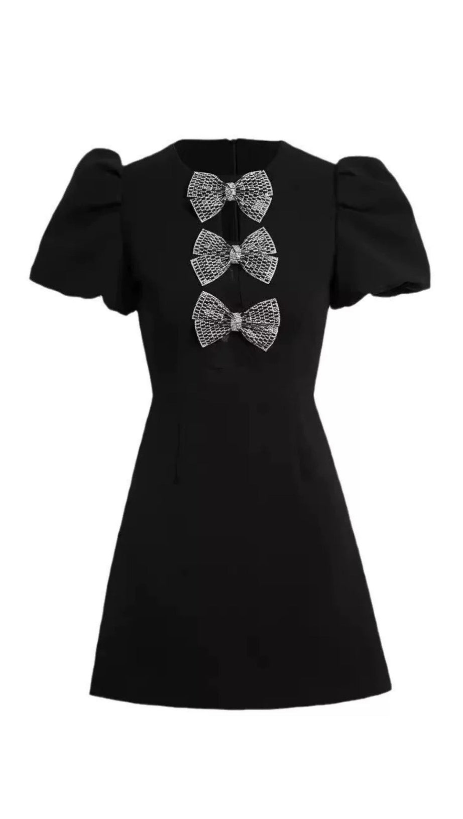 VANESSA BOW PUFF SLEEVE MINI DRESS IN BLACK