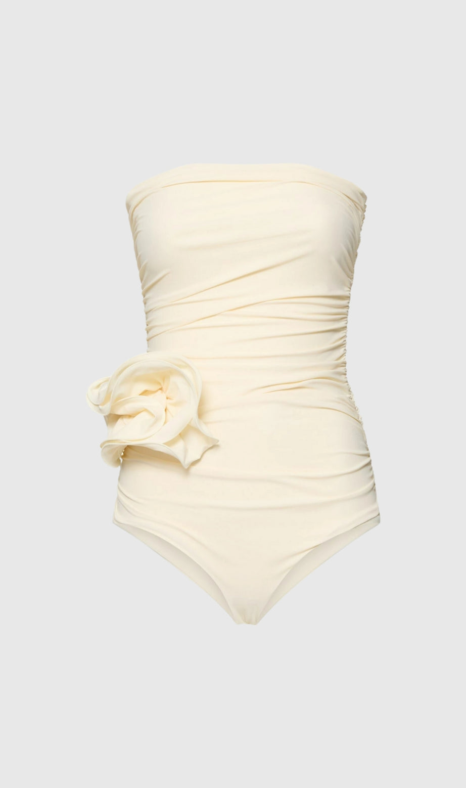 nancy Ruched Flower One Piece Swimsuit In Cream