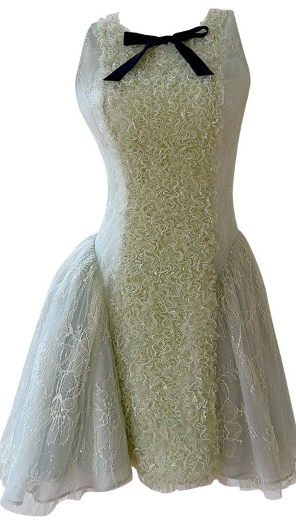 AIIZIE ELEANORE SLEEVELESS EMBROIDERED MINI DRESS IN GREEN - product image