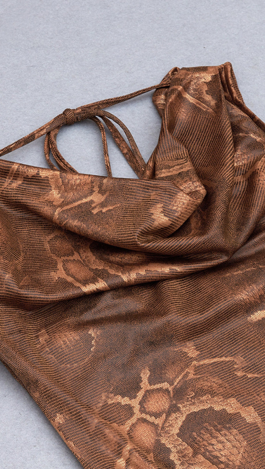 SNAKE - PRINT COWL - NECK MERMAID MIDI DRESS