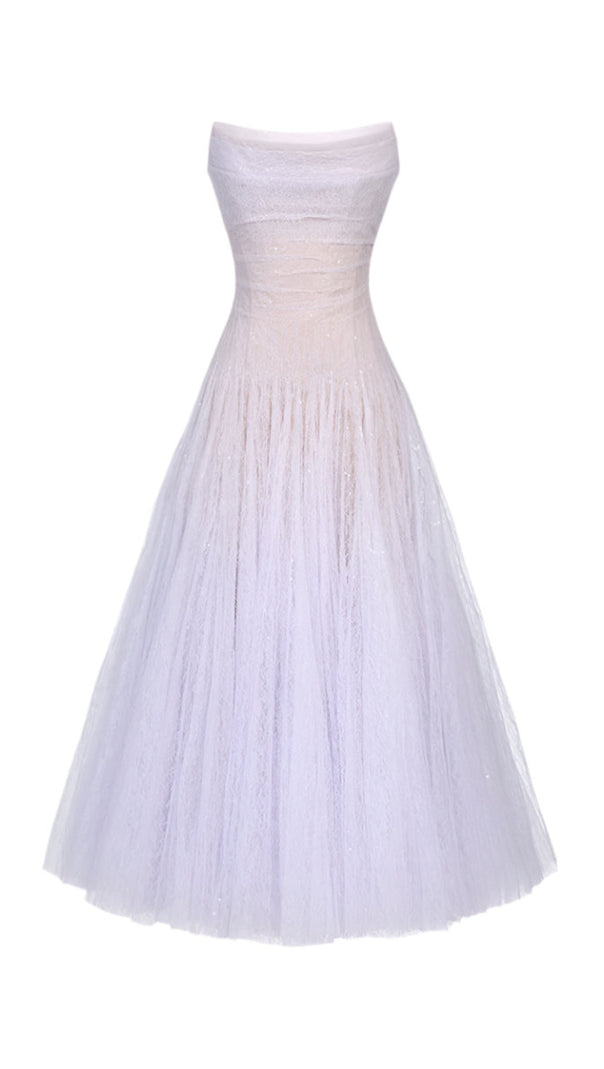 AIIZIE VIOLET DRAPED LACE MIDI DRESS - product image