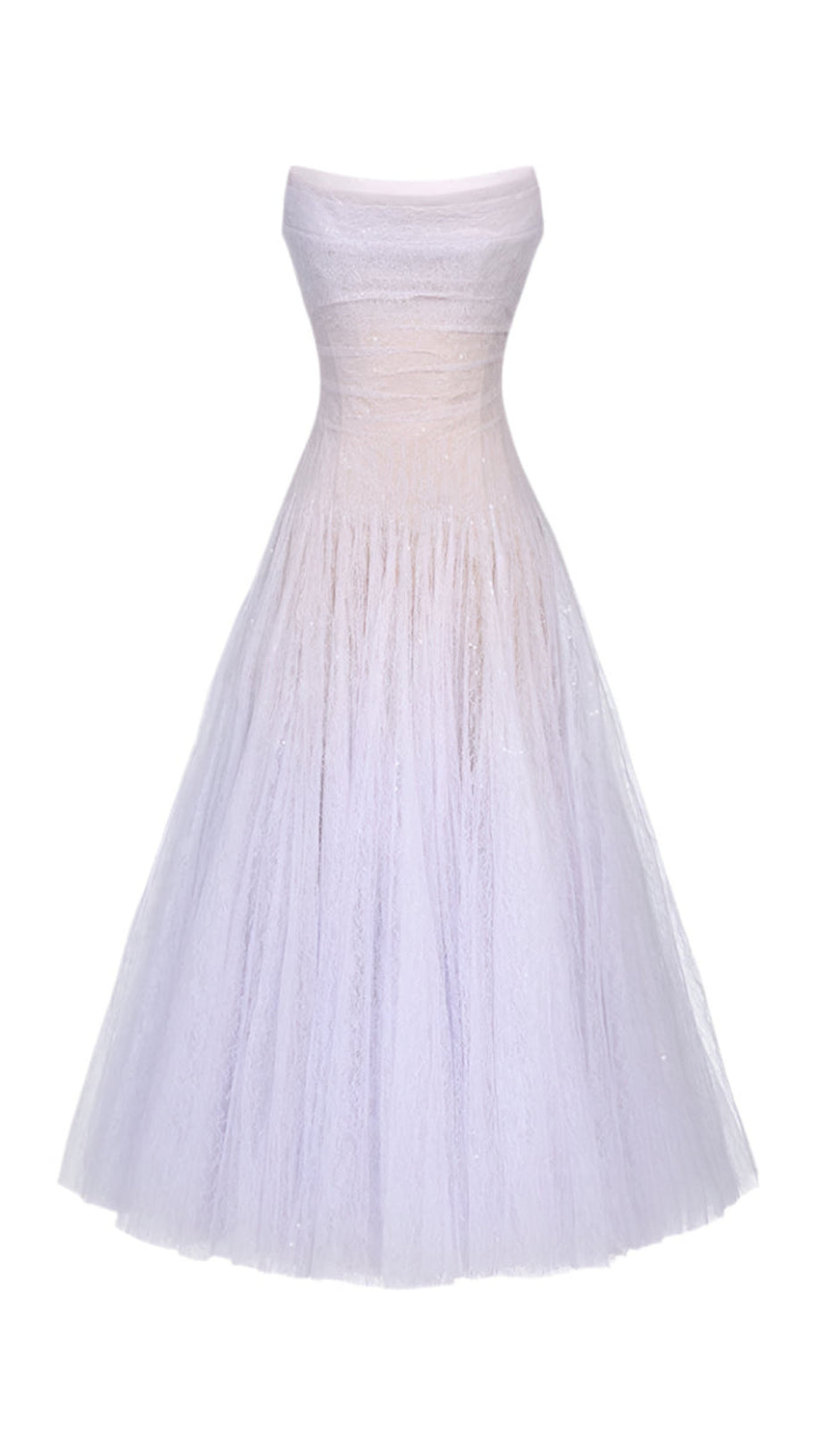 VIOLET DRAPED LACE MIDI DRESS