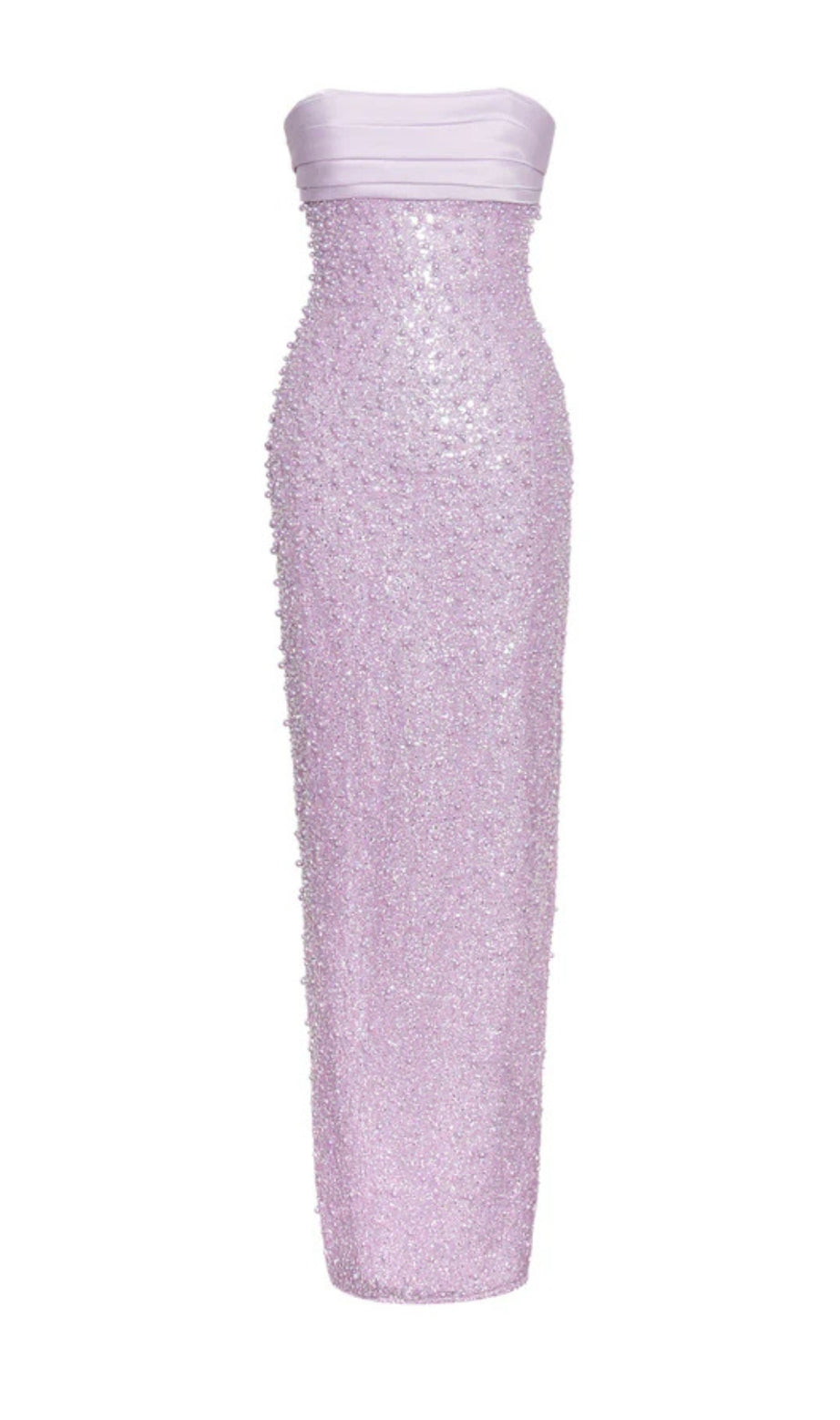 PINK SATIN SEQUIN PEARLS BEADED MAXI DRESS