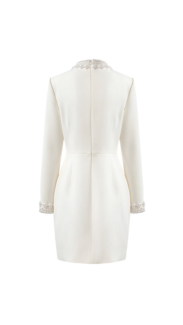 AIIZIE BEADED CUFFS LONG SLEEVE MINI DRESS IN WHITE - product image