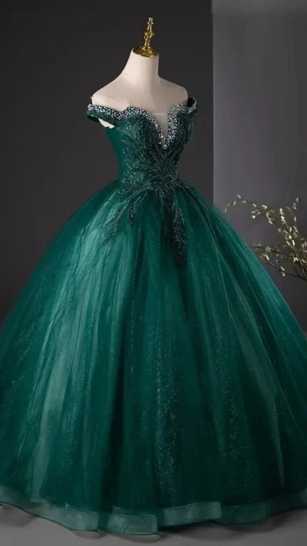 AIIZIE ROYAL BLUE BEADED CORSET BALL GOWN OFF SHOULDER PRINCESS - product image